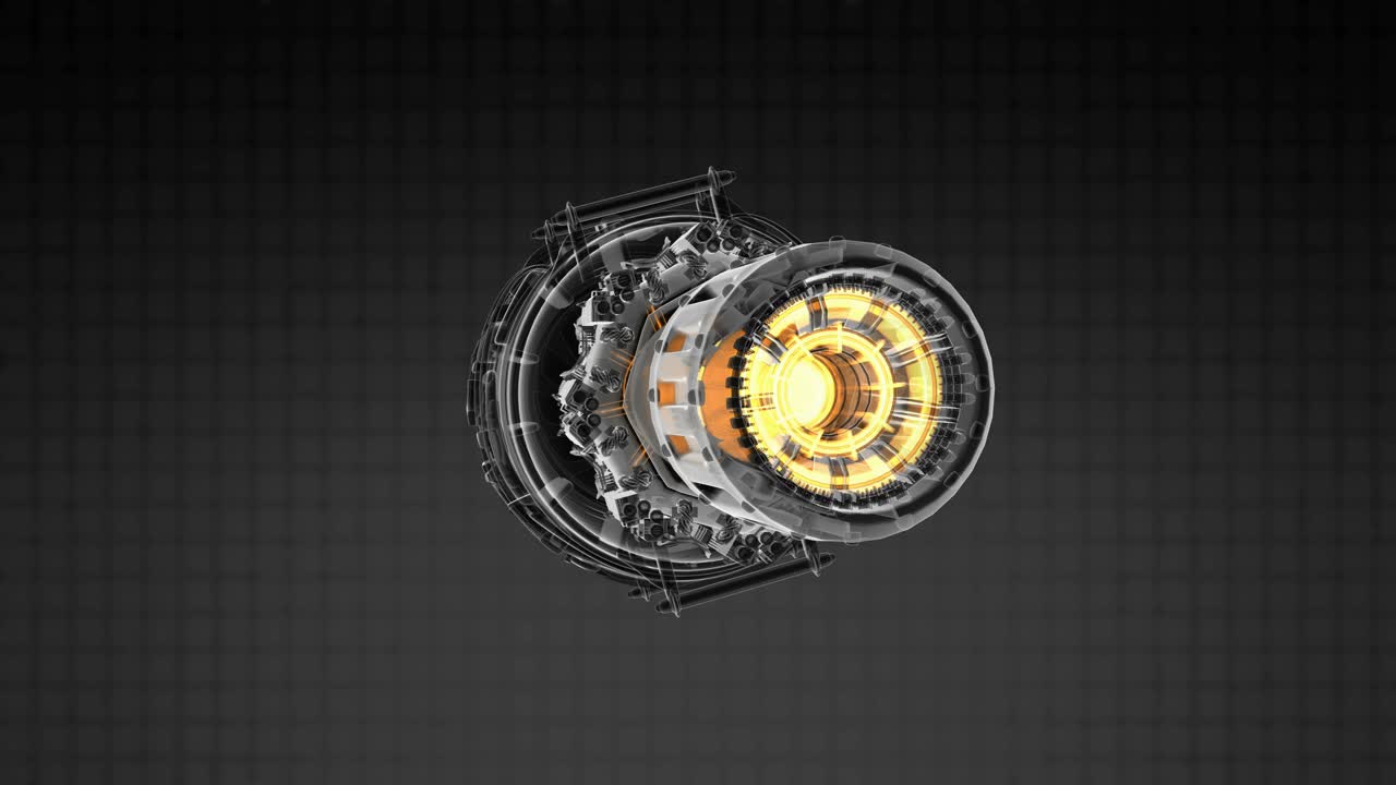 la turbina del motor a reacción de giro en bucle