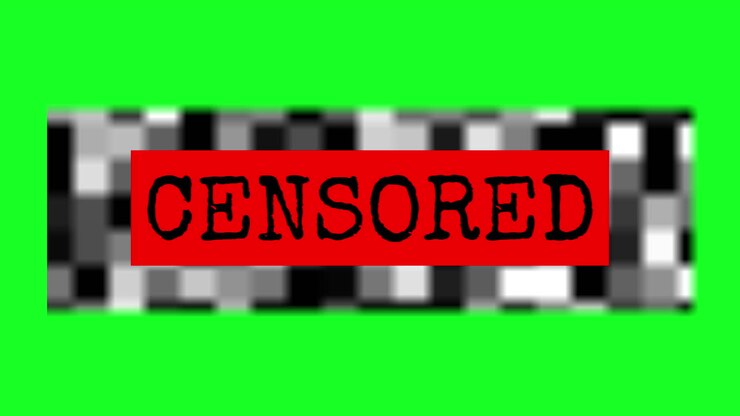 CENSORED Text on Red Bar with Pixelated Background on Green Screen
