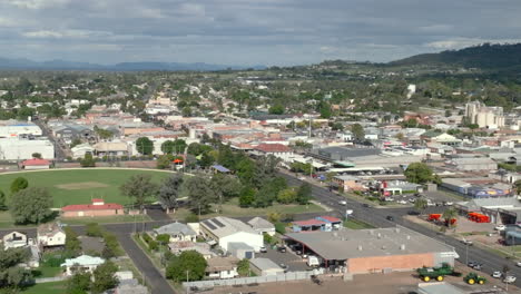 aerial drone footage of gunnedah town, new south wales, australia