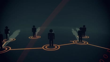 animación de redes de conexiones con iconos sobre fondo negro