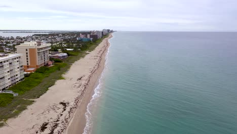 Picturesque-Beach-Coastline-on-Hutchinson-Island-in-Florida---Aerial