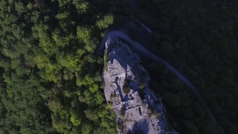 aerial view of mountain peak and surrounding landscape