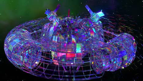 estación espacial de cristal iridescente