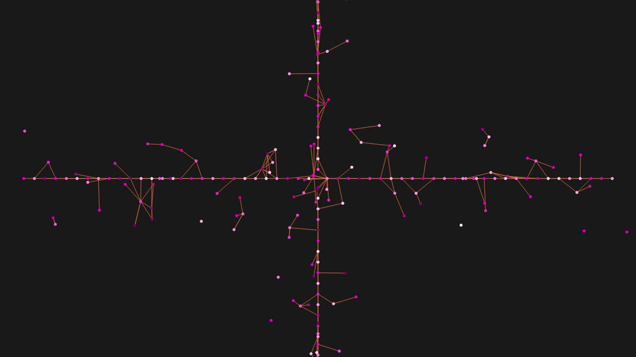 선으로 연결된 점들의 대칭적인 십자 패턴