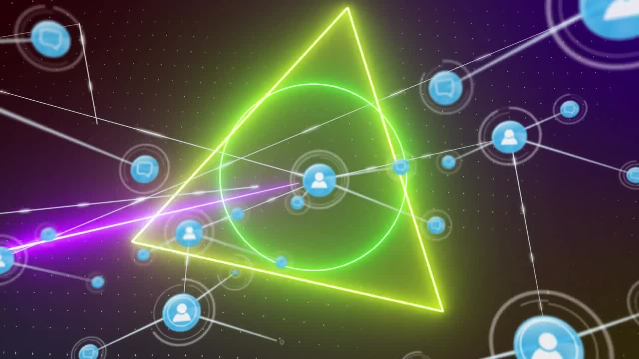 네온 모양에 대한 연결 네트워크의 애니메이션