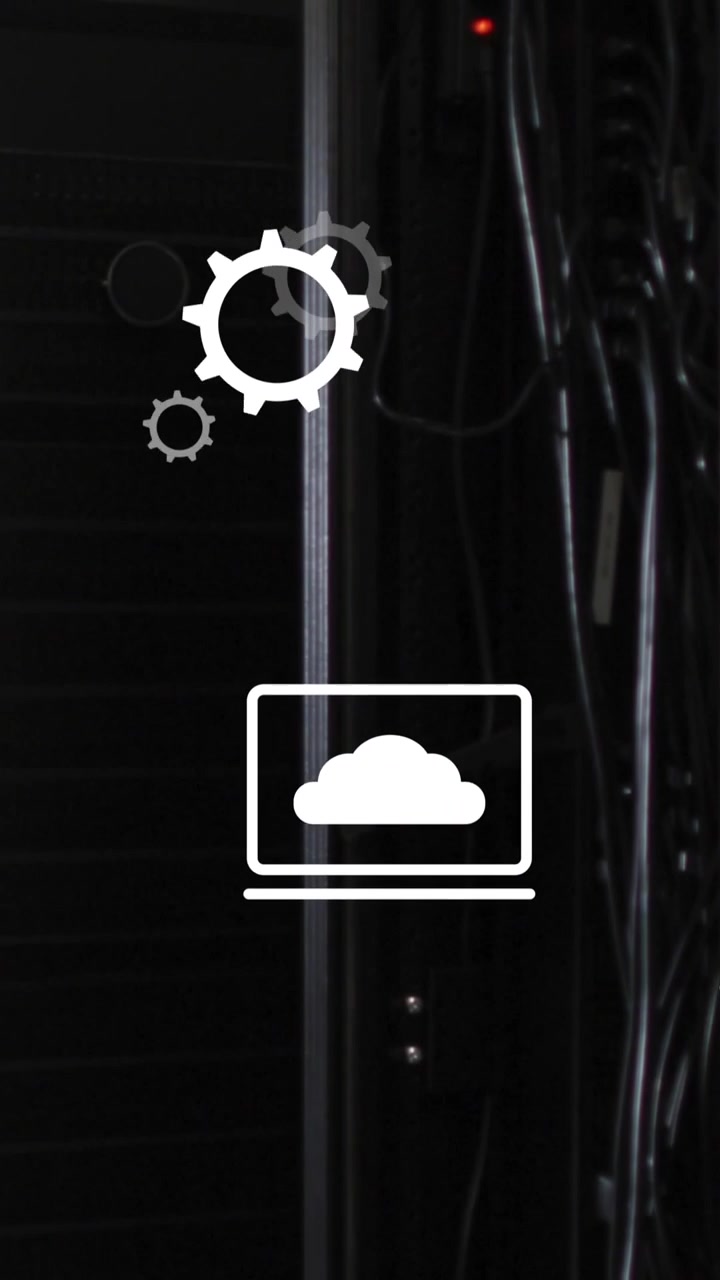 Animation of multiple digital icons floating against close up of a computer server