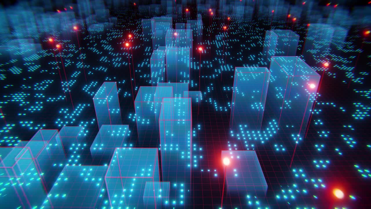 Futuristisk digital by med glødende datanettverk