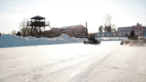 winter go-karting on a snow track