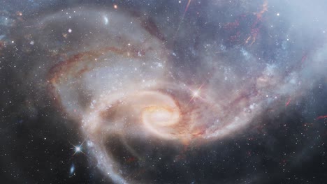 seamless loop interstellar space travel universe to the arp 273 that is 300 million light years away in the constellation andromeda. 4k 3d outer space exploration concept. elements furnished by nasa.