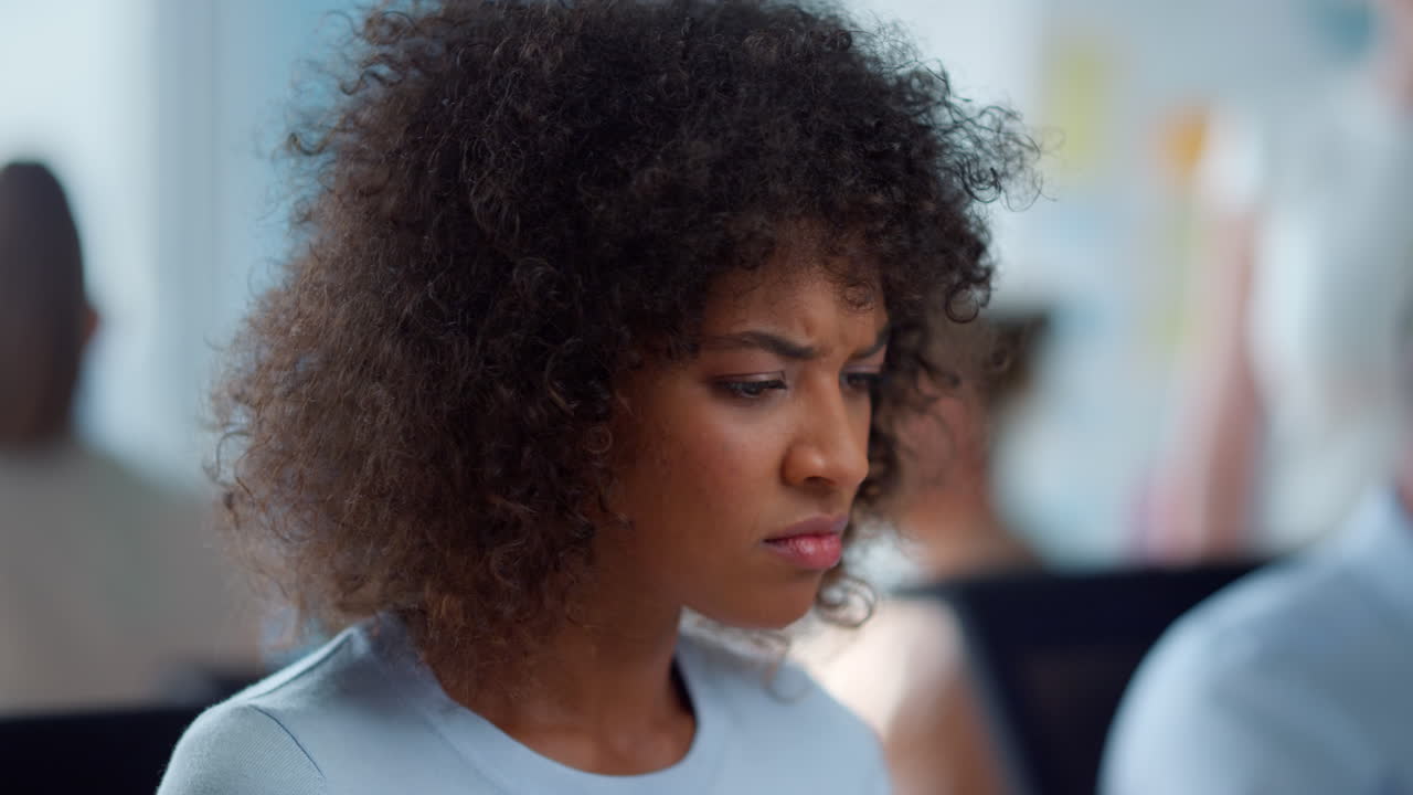 Female manager looking down