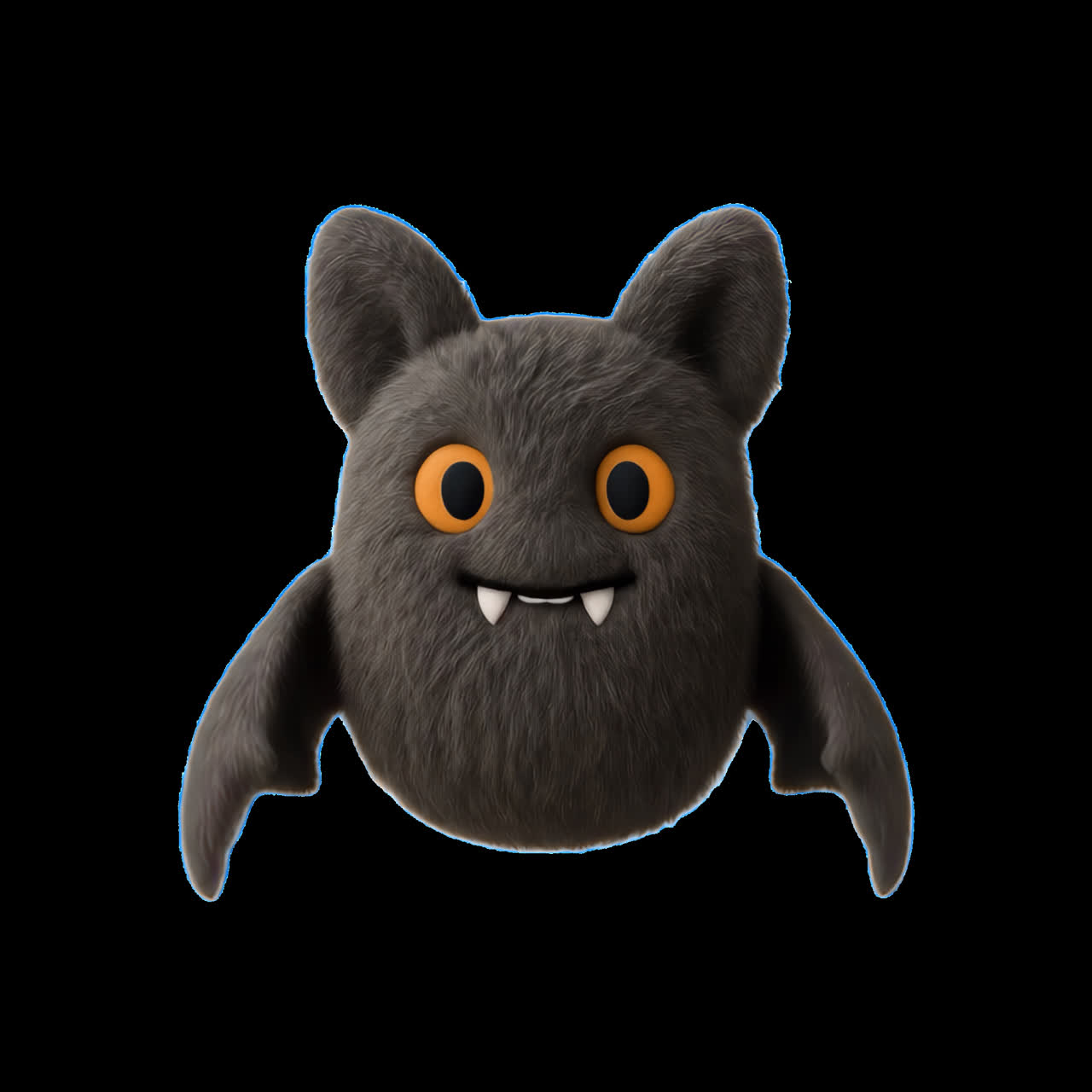 Cute fluffy bat character design animation isolated asset, transparent 4K video, alpha channel