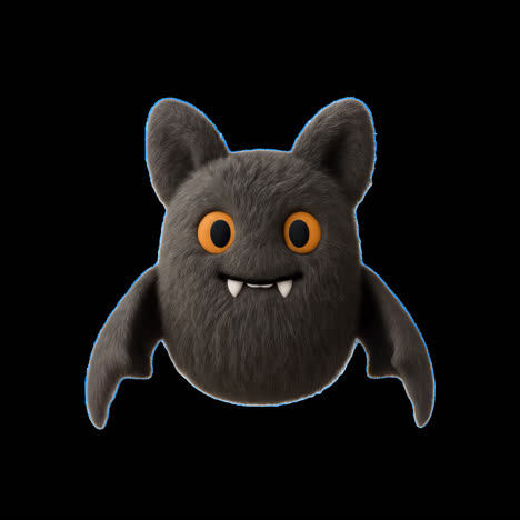 cute fluffy bat character design animation isolated asset, transparent 4k video, alpha channel