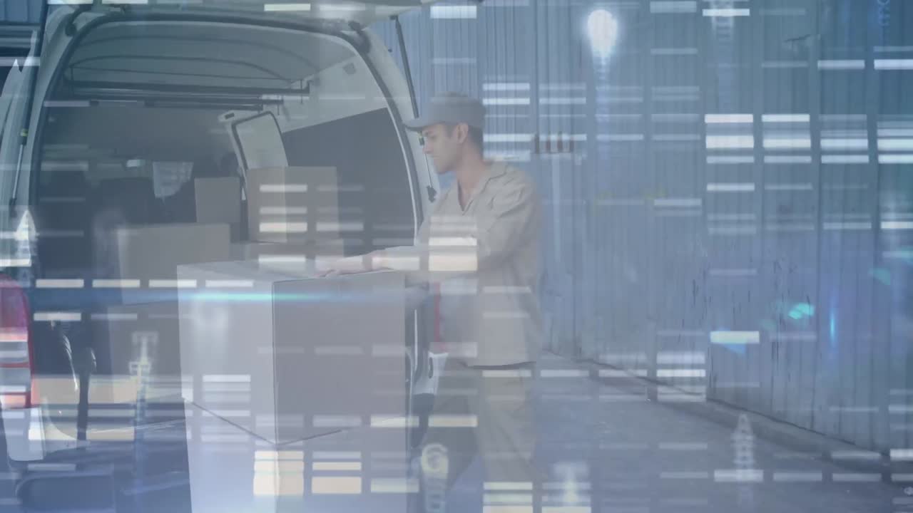 카우카시안 남성  ⁇ 리어에 대한 데이터 처리 애니메이션