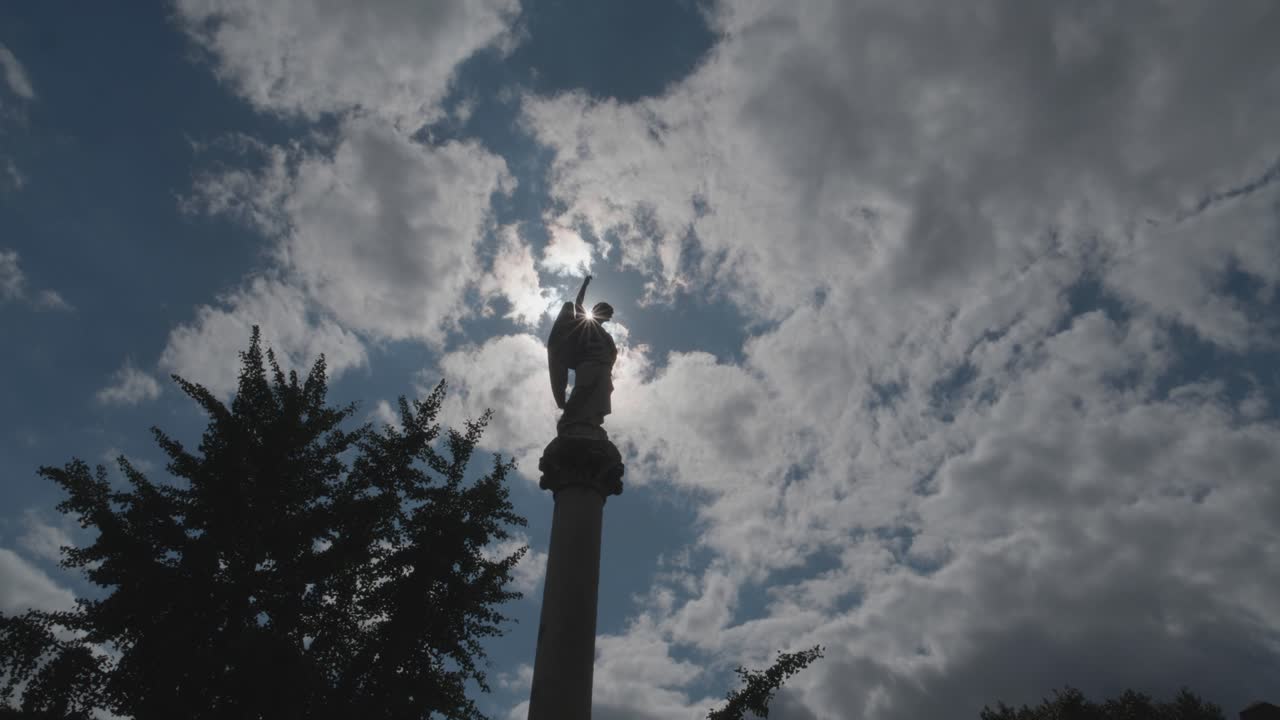 Angel statue against cloudy sky