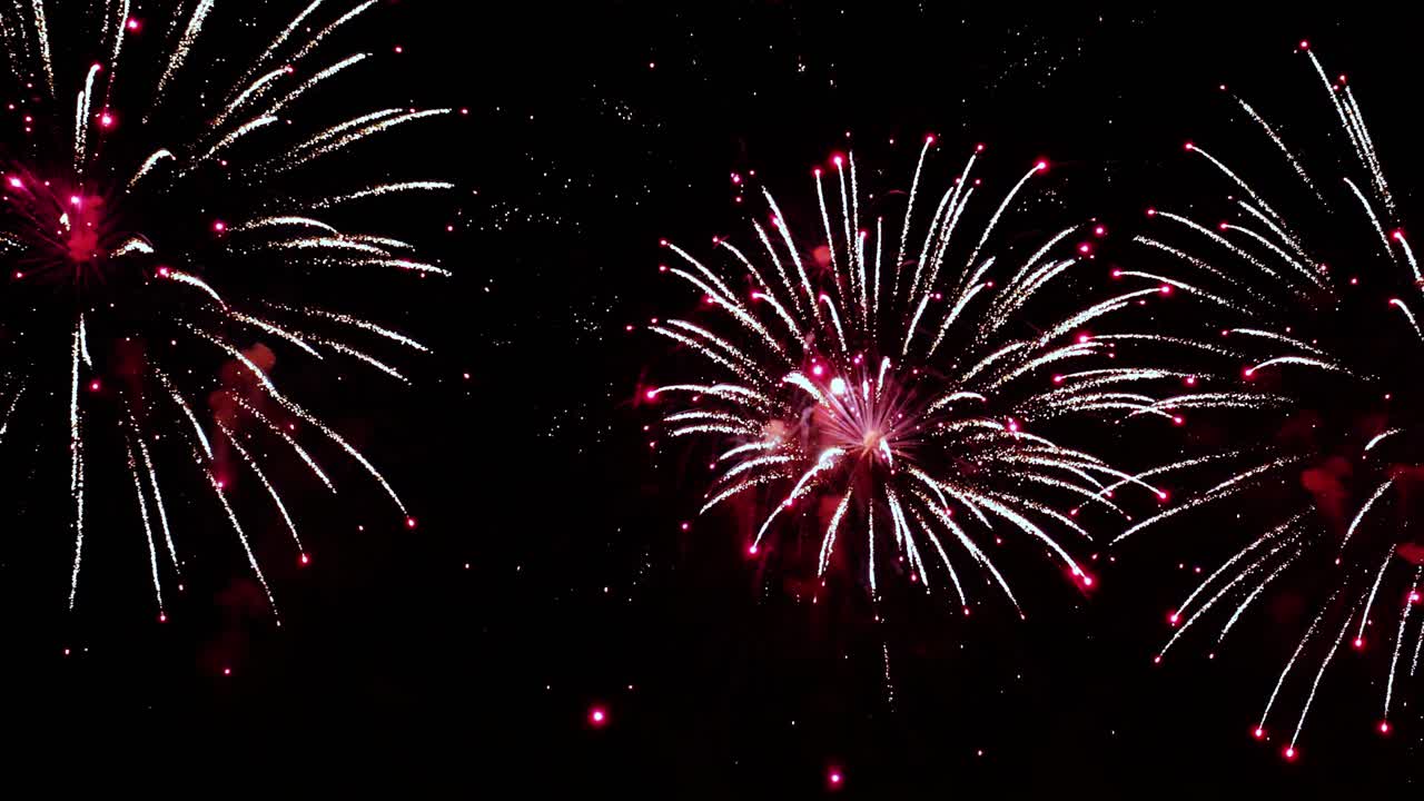 Colorful fireworks exploding in the night sky. Celebrations and events in bright colors.