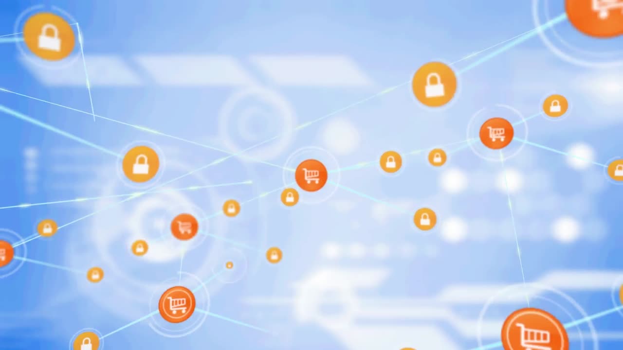 파란색 배경 위의 연결 네트워크의 애니메이션