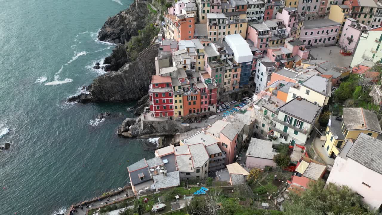 riomaggiore cinque terre 이탈리아 시내의 공중 상공 정적 뷰