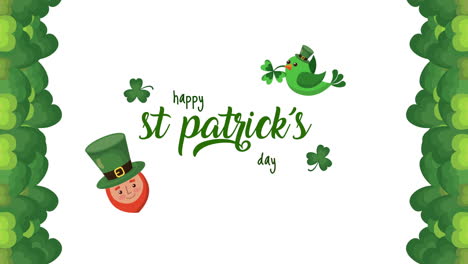 st patricks day animated card with elf character and lettering