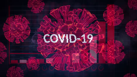 animation of covid 19 cell and text over statistics