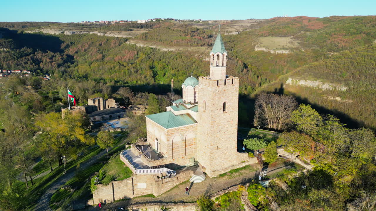 Aerial Views of the Ancient Orthodox Cathedral on Tsarevets, Veliko Tarnovo, Bulgaria