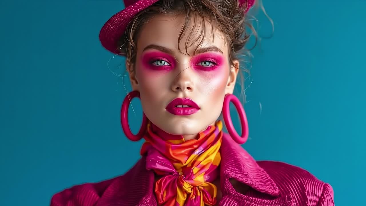 A woman wearing a pink hat and a pink jacket