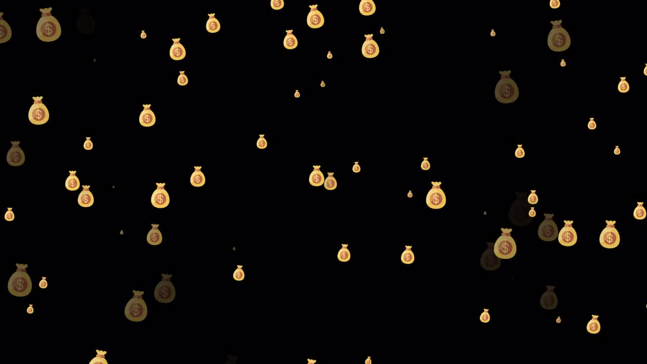icono de bolsa de dinero animación de fondo en bucle con canal alfa 4k