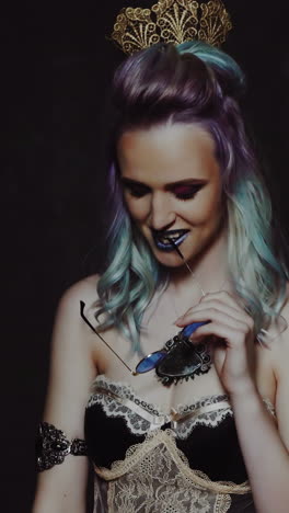 portrait of a beautiful girl with colored hair, professional hair coloring vertical video