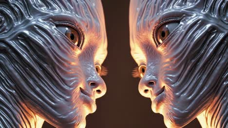 close-up of two alien faces