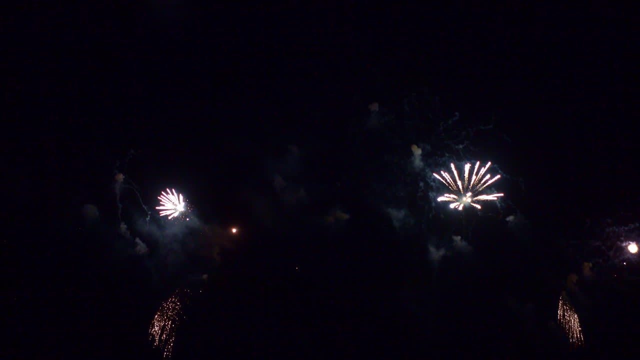 hermosos fuegos artificiales coloridos abstractos explotan en el cielo por la noche un símbolo de celebración en el aniversario de año nuevo para el fondo