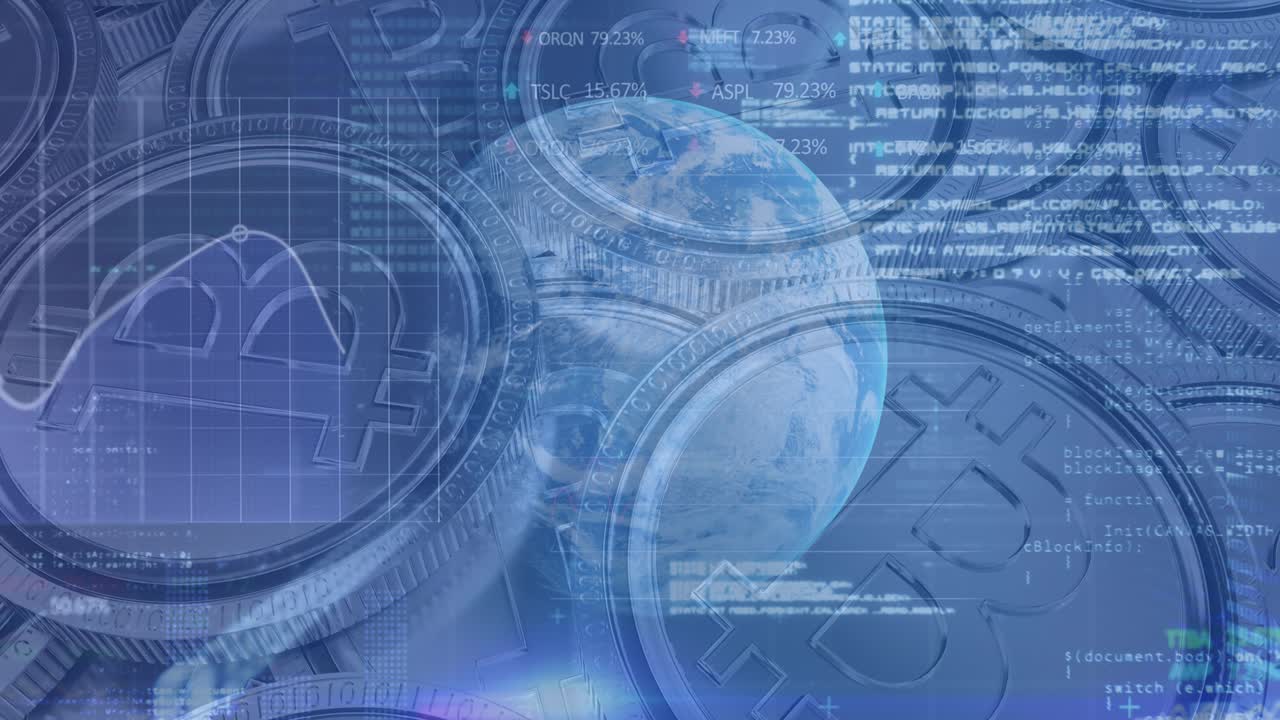 비트코인 및 글로브를 통해 금융 데이터 처리의 애니메이션