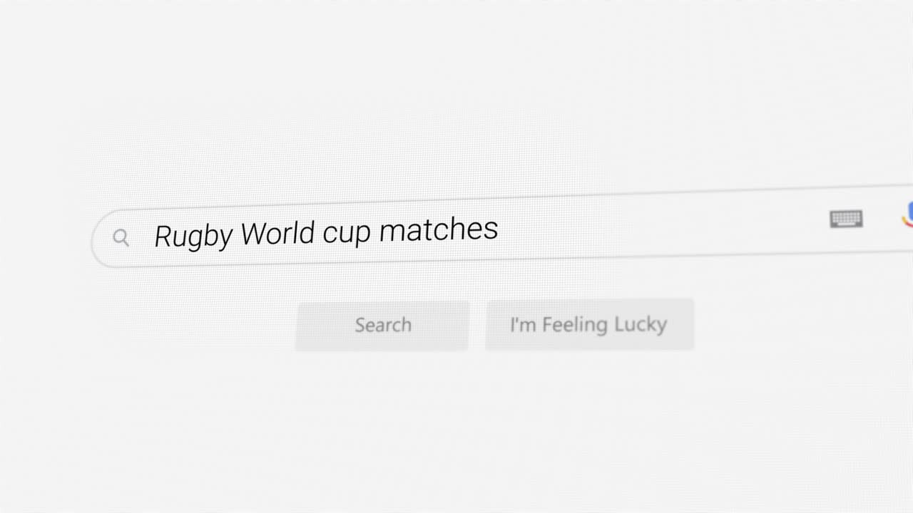 Searching for Rugby World cup matches on Internet browser