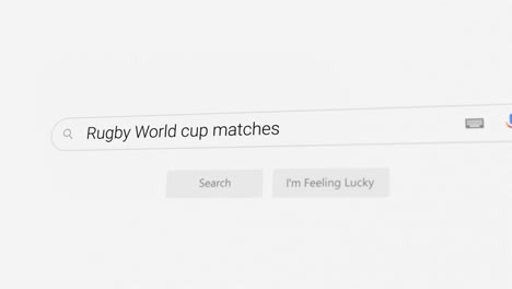 searching for rugby world cup matches on internet browser