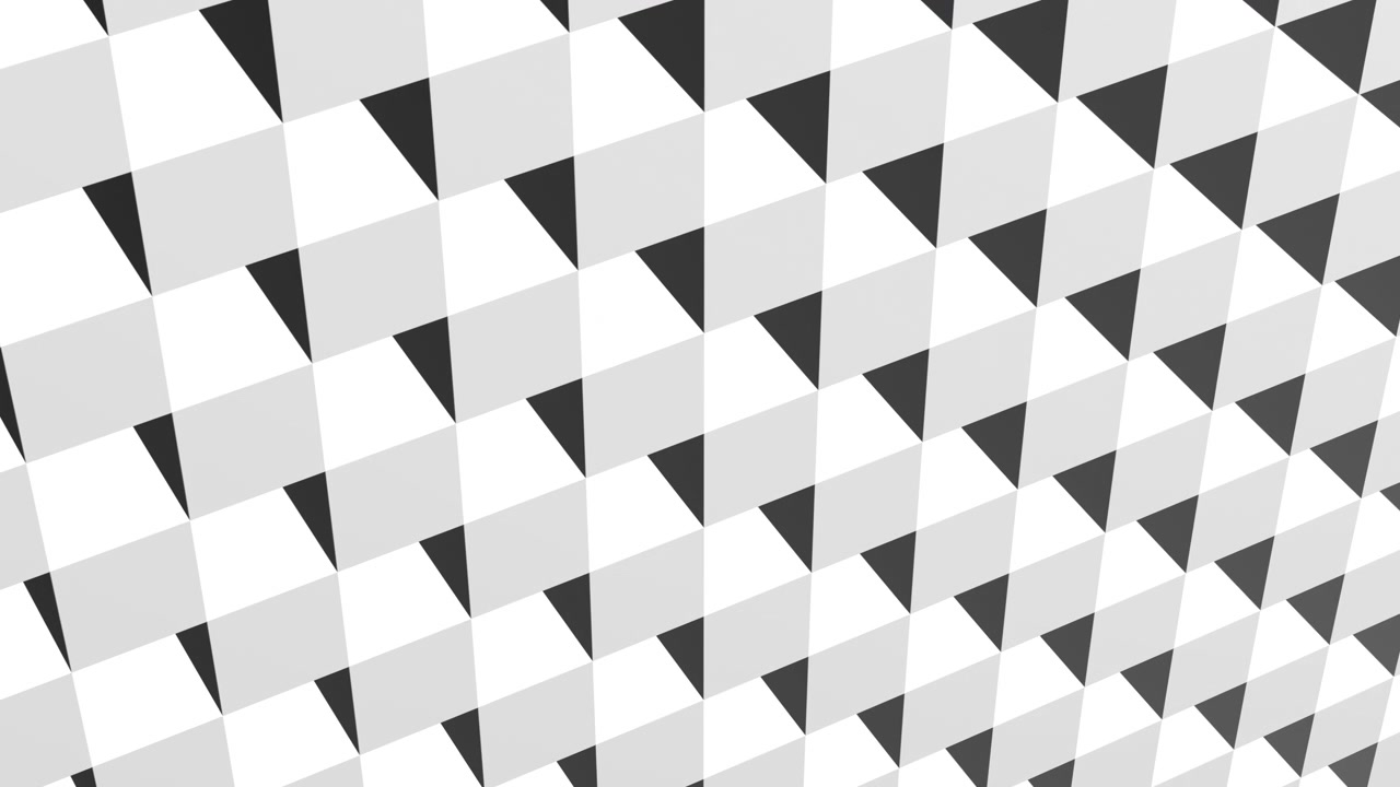 3D White Squares Grid Moving and Along in Abstract Space. 4K.