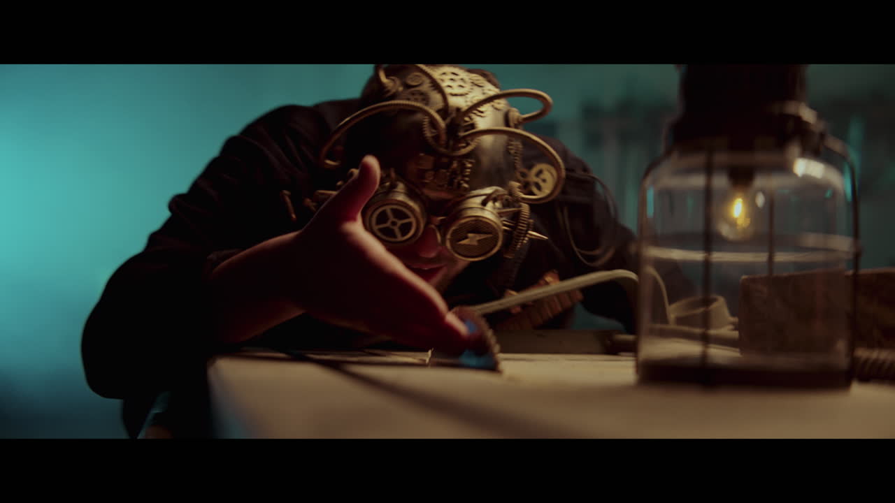 Uomo Steampunk al Lavoro