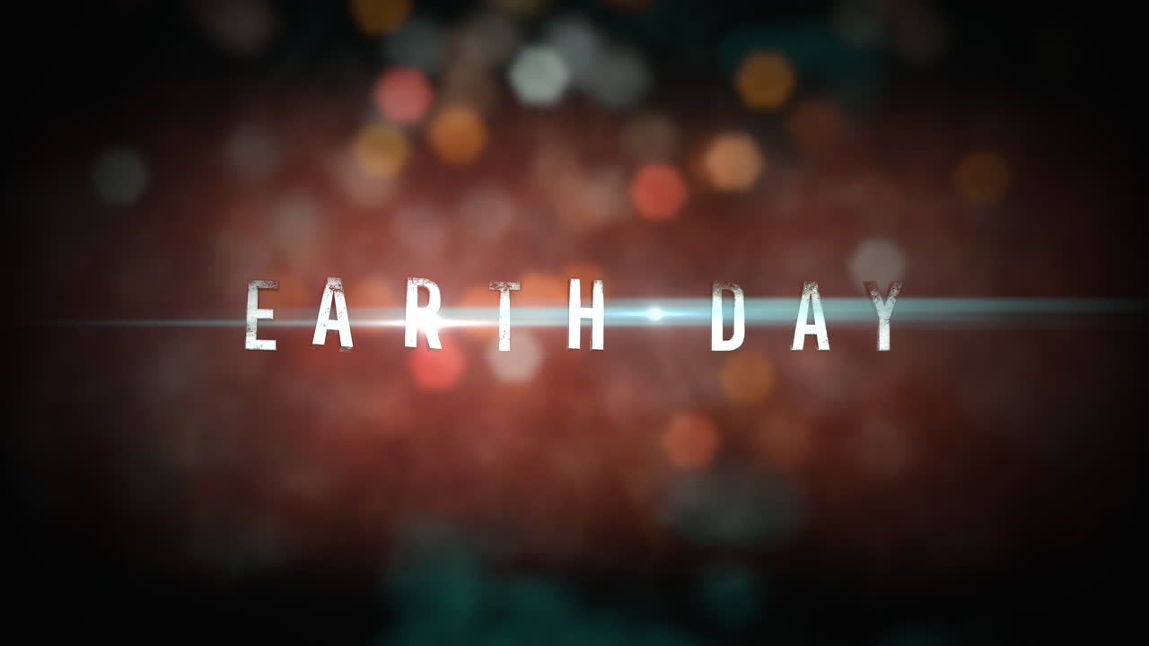 화려한 색종이 조각과 별이 번쩍이는 지구의 날