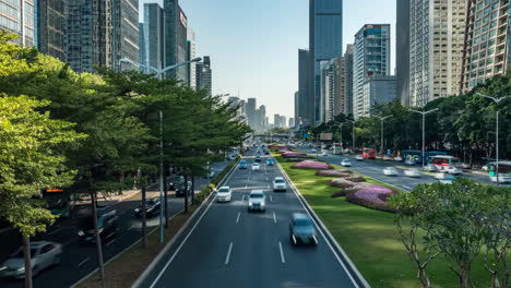 cityscape view of car traffic jam at express way rush hour light at night city on the urban thoroughfare, overpass, road junction