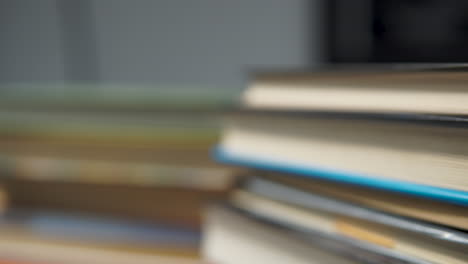 Closeup-shot-with-stacked-hardcover-books