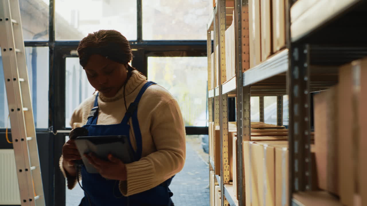 Warehouse worker scanning inventory