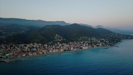 Panoramic-view-of-Varazze-town-in-Liguria-territory,-Italy