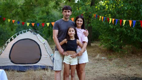 happy family camping