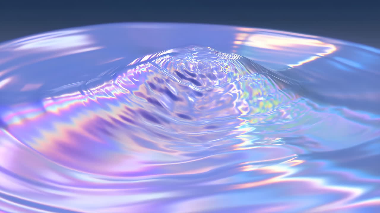 Holographic Iridescent Liquid Surface with Ripples