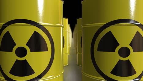 rows of radioactive chemistry barrels. 4k seamless stock video