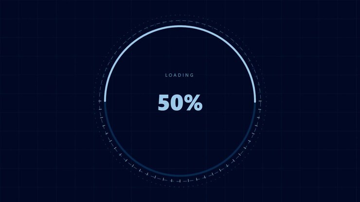 Digital Loading Progress Bar with Percentage Counter on Dark Grid Background