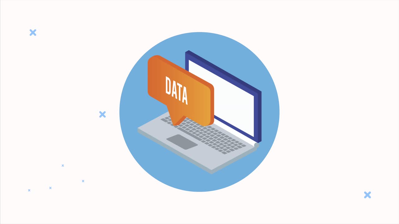 animación de análisis de datos del servidor con computadora portátil
