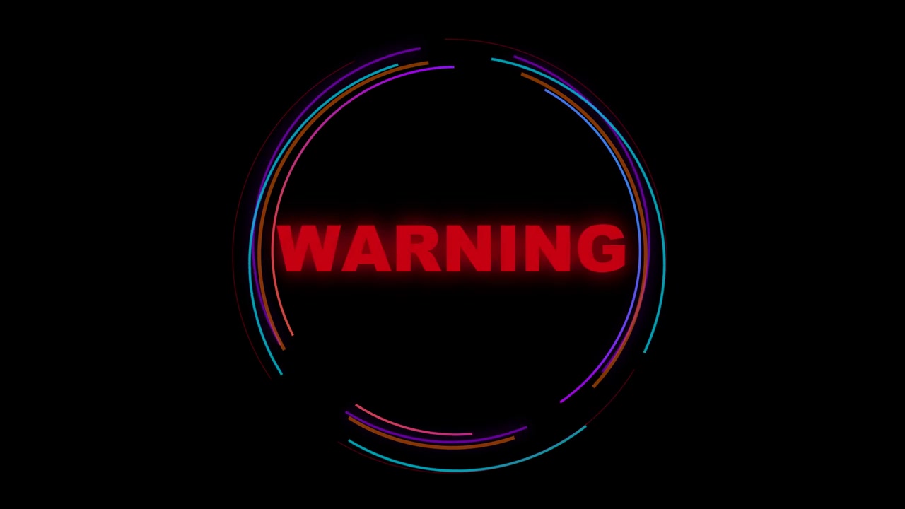 Warning Text With Pulsing Circular Graphic Animation