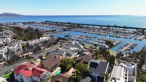 Aerial-View-Of-Dana-Point-Harbor,-Orange-County,-California,-USA---Drone-Shot