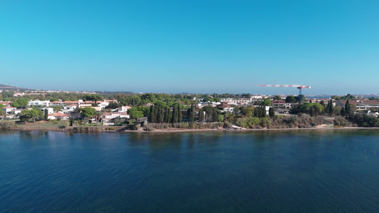 Aerial establishing shot of the O'Balia Thermal Spa in the south of France