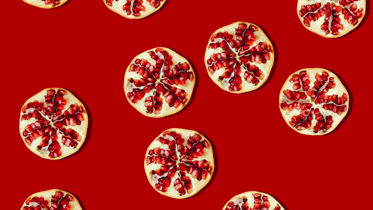 그라나다 열매가 떨어지는 배경, 신선한 과일, 루프, 4k