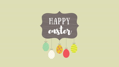 animated closeup happy easter text and eggs on green background 5