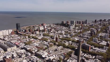 aerial view of montevideo, capital of uruguay with the atlantic ocean in the background